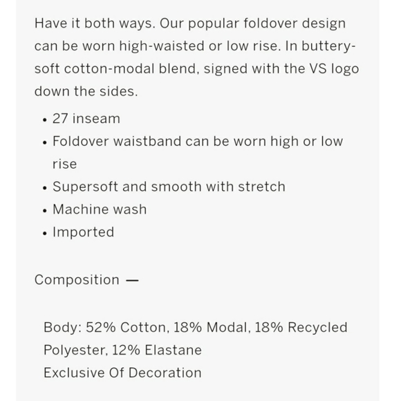 Victoria's Secret Yoga Mid-Rise Foldover Leggings NWT Size Medium - Picture 10 of 10